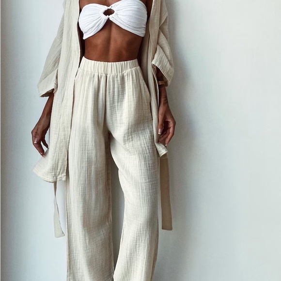 Lightweight Cream cotton  Pants - Picture 8 of 9